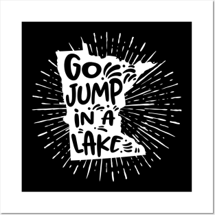 Go Jump In A Lake' Minnesota Map Lake Posters and Art